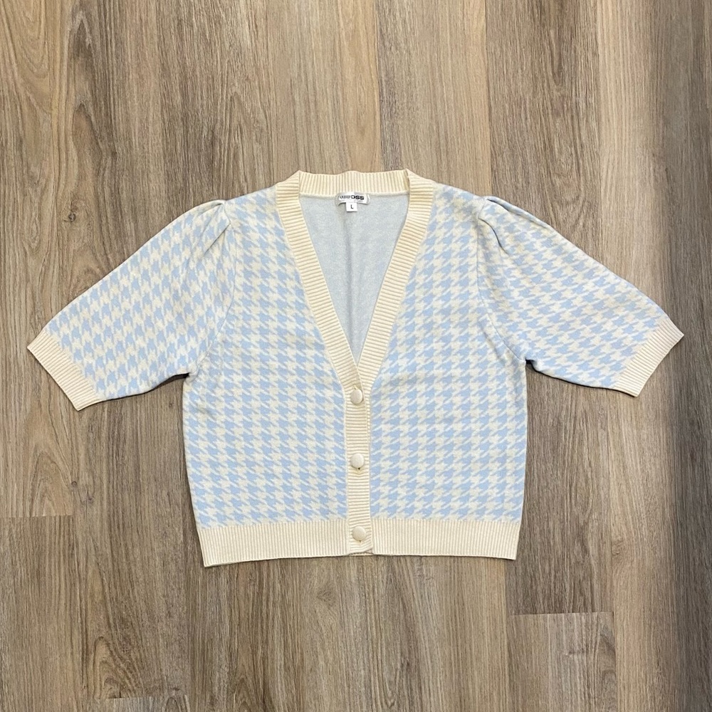 Vigoss EUC Short Sleeve Houndstooth Cardigan